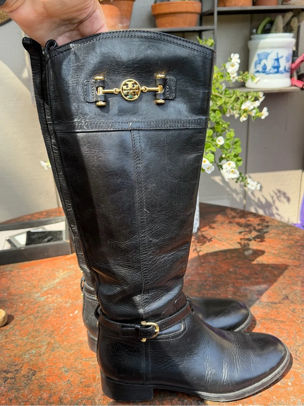 Tory Burch Black leather Nadine boots